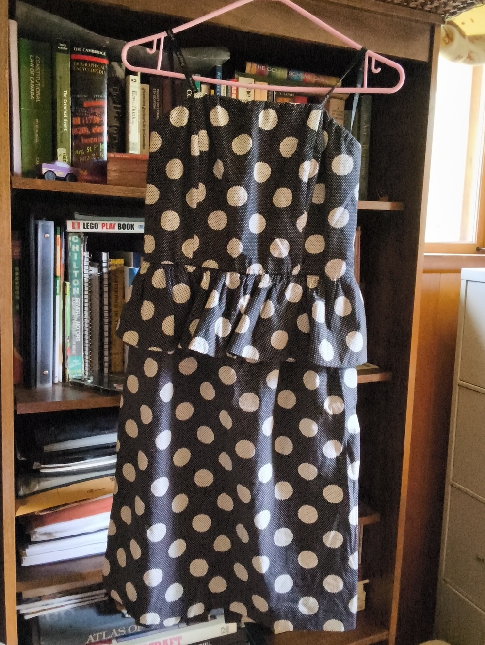 Joseph Ribkoff Black and White Polka Dot Strapless Dress